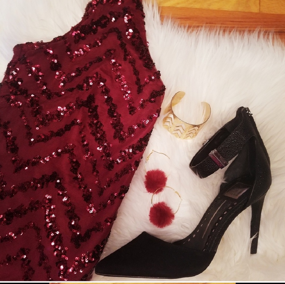 BB Dakota Sequin Red Cocktail Dress